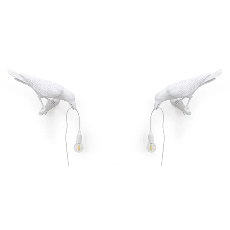 DecorBites™ Designer Bird Wall Lamp Modern Resin White Black LED Light Bedroom Living Room