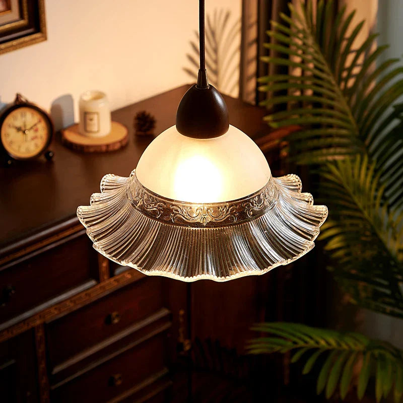 DecorBites™ Glass Wood LED Pendant Lights: Modern Nordic Style Hanging Lamp for Bedroom and Balcony