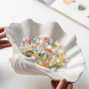 Cuenco de Concha Marina de Cerámica Oro Decorbites™: Bandeja de Almacenamiento Decorativa de Lujo para Dulces, Frutas, Joyería