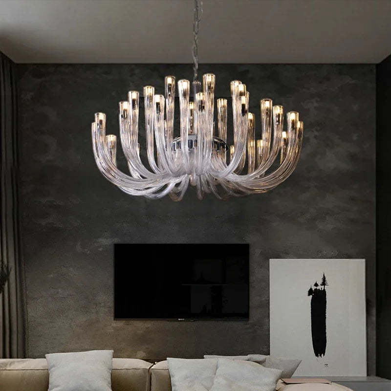 DecorBites™ Glass Chandelier LED Hanging Light for Living Room Bedroom Dining Room - 2024 Collection.