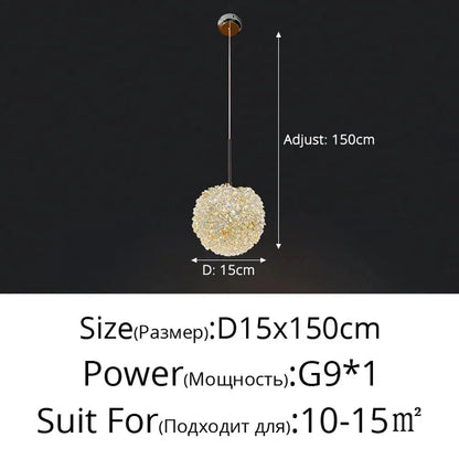 Lámpara colgante de bola de cristal DecorBites™ para dormitorio o bar