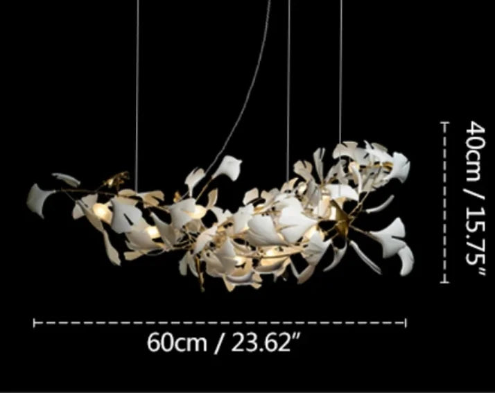 Lámpara de Araña de Ramas Doradas Decorbites™ con Hojas de Porcelana Luces Colgantes