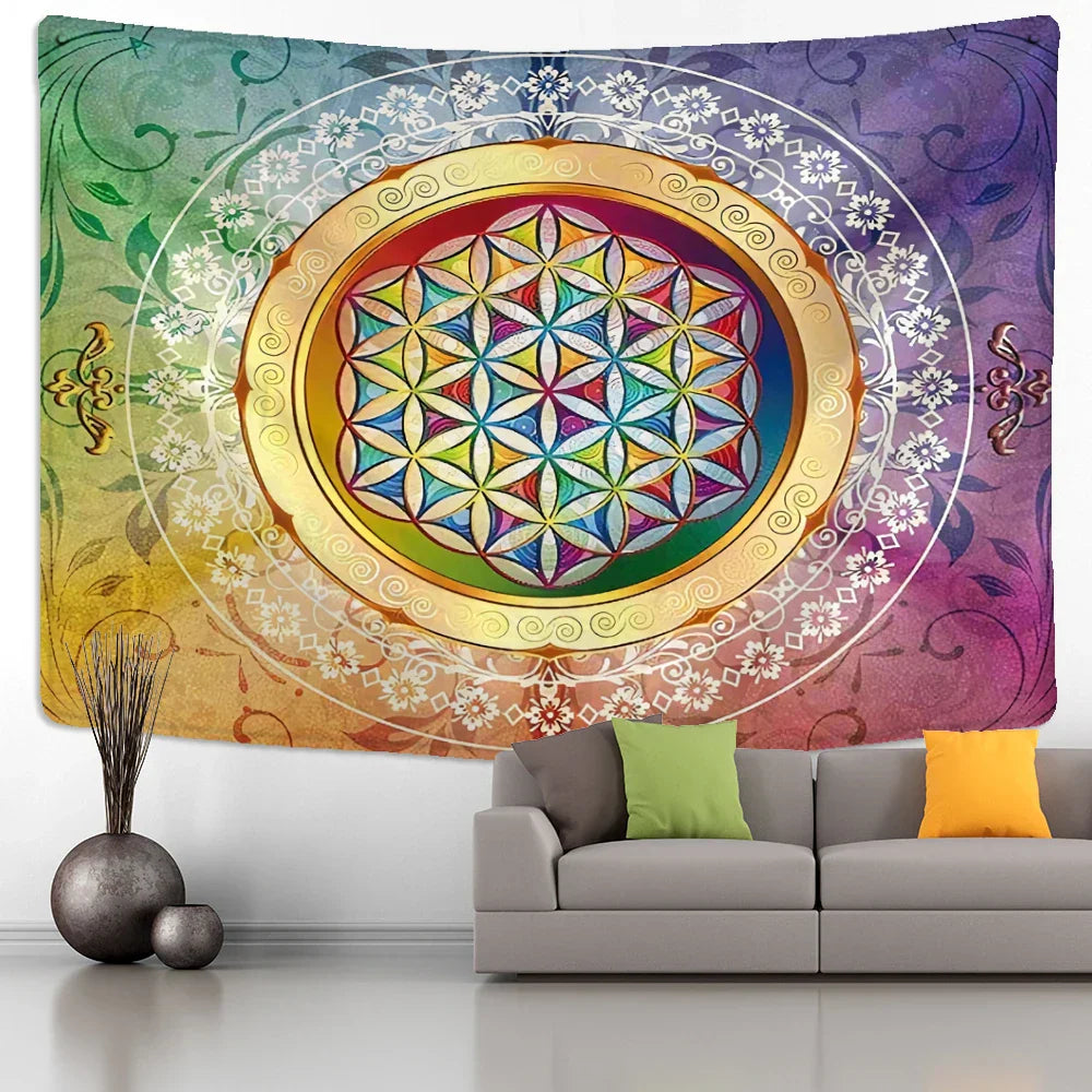 Colorful Mandala Tapestry Wall Hanging for Bohemian Home Decor by Decobites