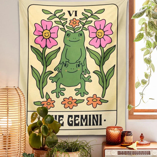 Decobites Gemini Frog Constellation Wall Hanging Tapestries for Boho Room Decor