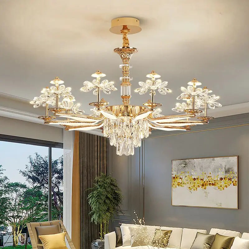 DecorBites™ Crystal Chandelier Ceiling Pendant Light for Living, Dining, and Bedroom Home Lighting