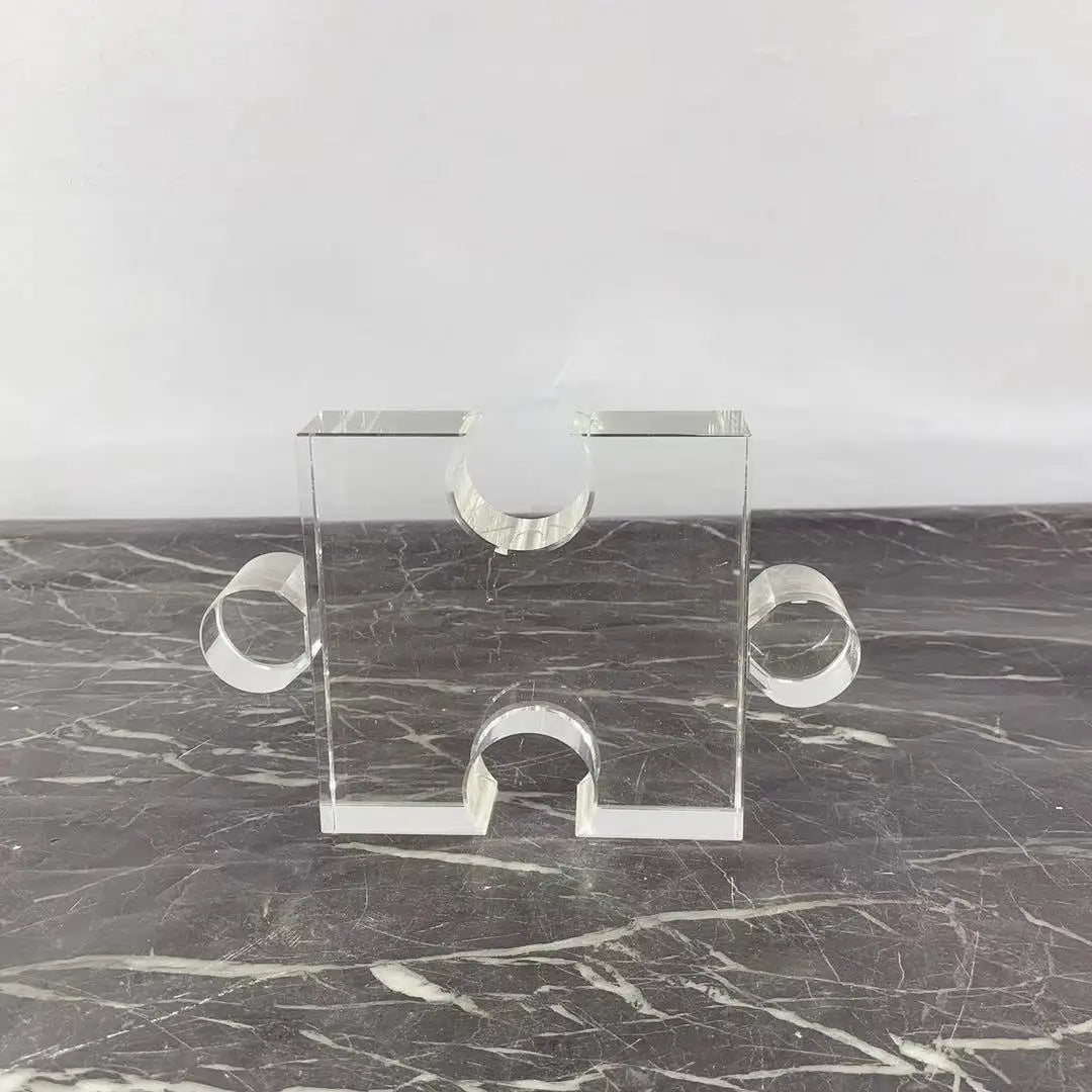 DecorBites™ Crystal Geometric Puzzle Glass Sculpture Home Decor Figurine