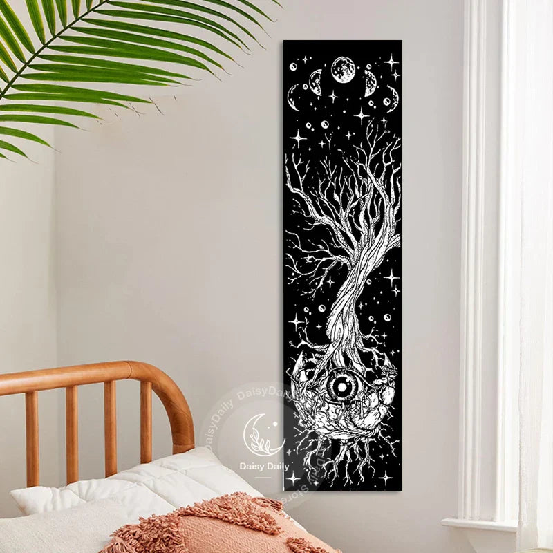 Decobites Moon Phase Galaxy Mystic Eyes Star Tapestry for Bedroom