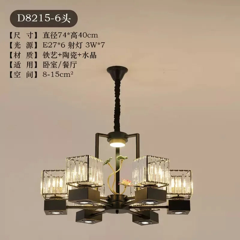DecorBites™ Crystal Dining Room Chandelier with Spotlights for Hotel Club Ballroom