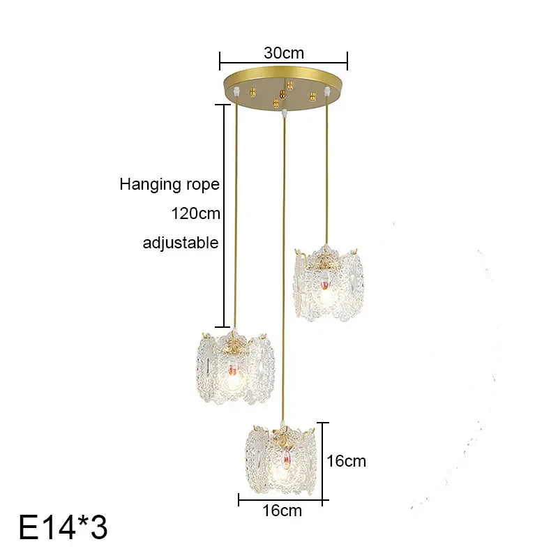 DecorBites™ Carved Glass Pearl Chandelier for Dining Room, Living Bedroom, Study, Balcony - LED Pendant Lighting