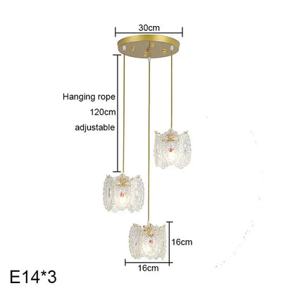DecorBites™ Carved Glass Pearl Chandelier for Dining Room, Living Bedroom, Study, Balcony - LED Pendant Lighting