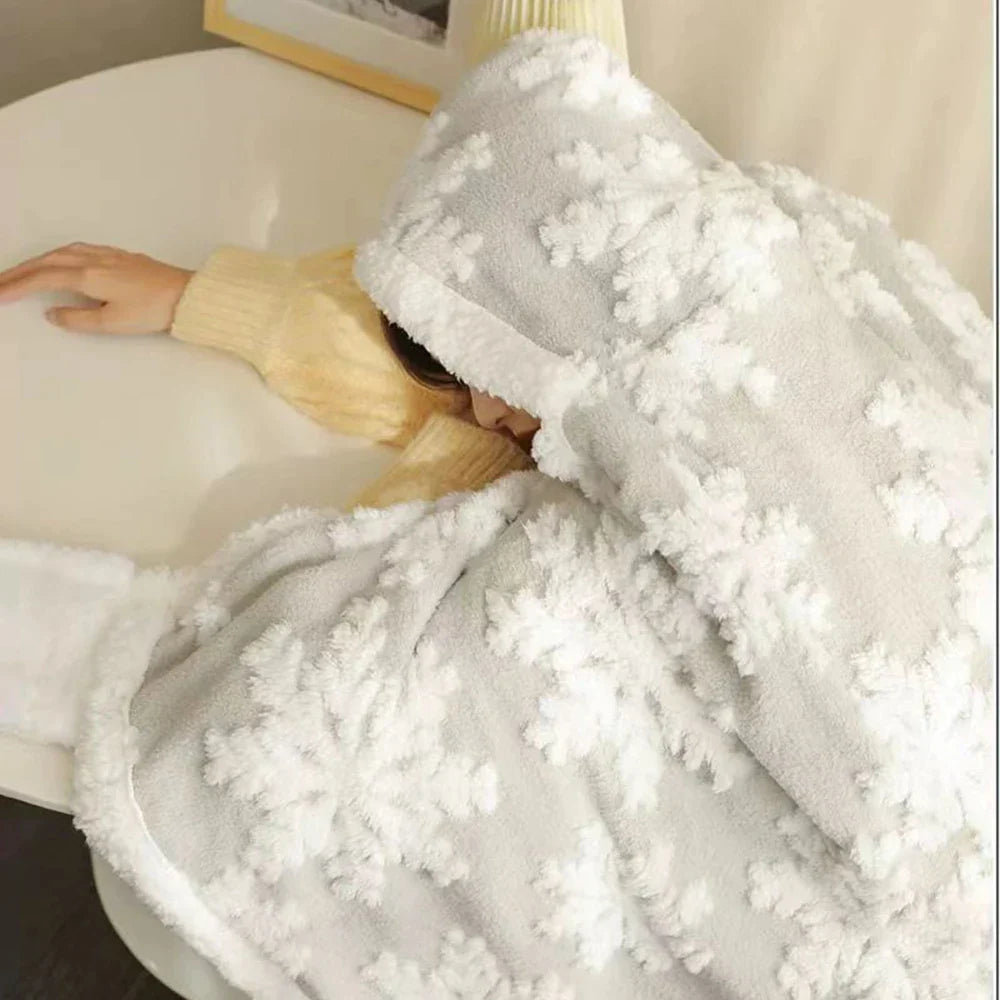 DecorBites™ Hooded Christmas Coral Velvet Wearable Blanket