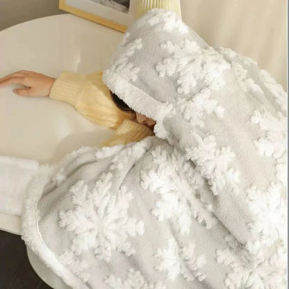 DecorBites™ Hooded Christmas Coral Velvet Wearable Blanket