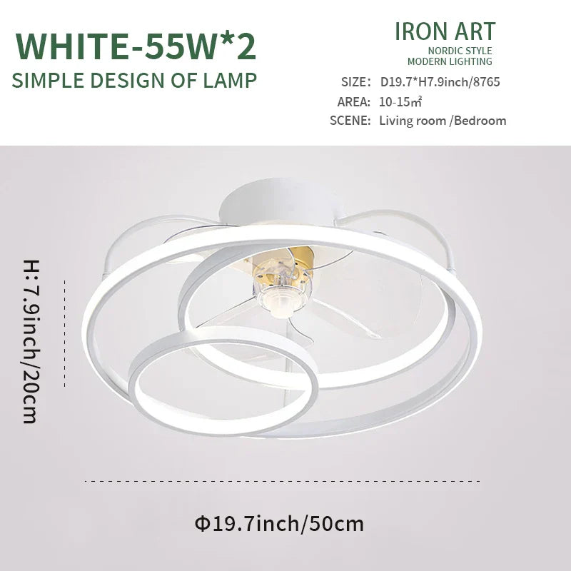 DecorBites™ LED Ceiling Fan with Remote Control, Modern Silent Lighting Fixture for Bedroom and Dining Room