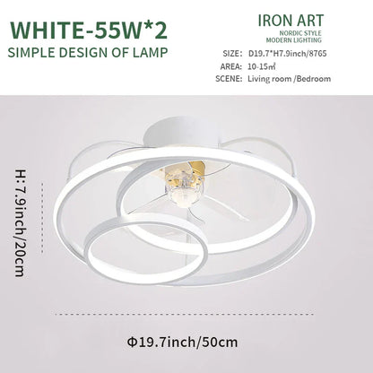 DecorBites™ LED Ceiling Fan with Remote Control, Modern Silent Lighting Fixture for Bedroom and Dining Room