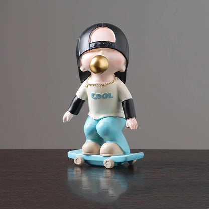 DecorBites™ Boys Sports Statues: Basketball, Football, Skateboarding. Children's Decor, Gifts, Sculpture.