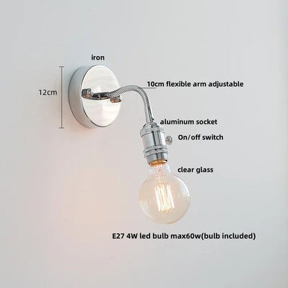 DecorBites™ Glass Wall Light Fixture with Pull Chain Switch, Adjustable Arm, Modern Nordic Design