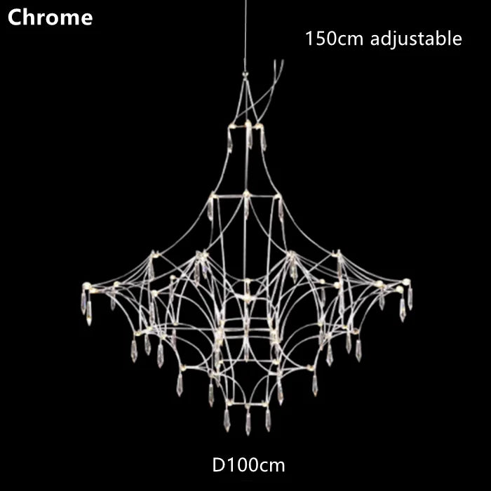 DecorBites™ Golden Lustre Crystal Chandelier for Living Dining Bedroom LED Lights