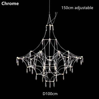 DecorBites™ Golden Lustre Crystal Chandelier for Living Dining Bedroom LED Lights