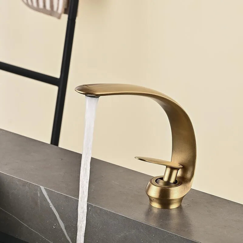 Tuqiu Antique Bathroom Faucet White Sink Mixer Tap Brass Hot Cold Brush Gold Wash basin Faucet Single Handle Crane For Bathroom