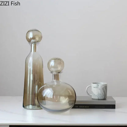 DecorBites™ Amber Glass Vase Hydroponics Desk Decoration Modern Home Decor