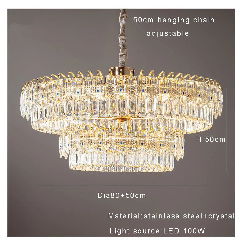 DecorBites™ Double Crystal Ceiling Chandelier: Modern Luxury Home Decoration for Living Room