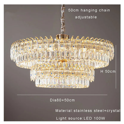 DecorBites™ Crystal Ceiling Chandelier, Nordic Luxury Double Lampara for Dining Table