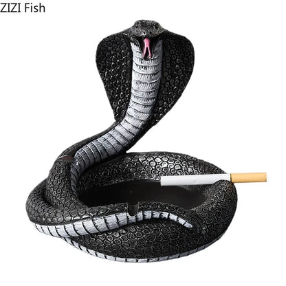 "Cenicero DecorBites™ Cobra: Accesorios de resina para fumar en la oficina y regalo de cenicero para novio"