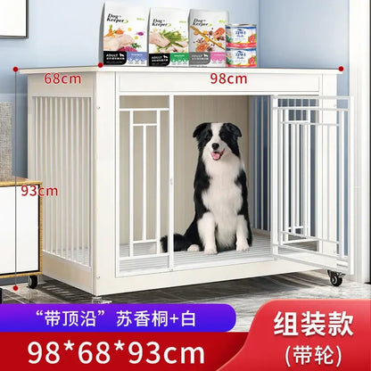 DecorBites™ Large Wood Dog Cage House | Indoor Solid Wooden for Big Dogs