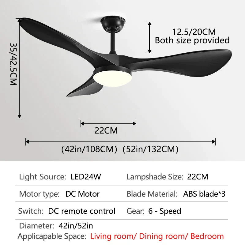 DecorBites™ 52" Modern Ceiling Fan with Light & Control - Strong Wind, Simplicity Design