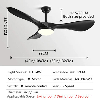 DecorBites™ 52" Modern Ceiling Fan with Light & Control - Strong Wind, Simplicity Design