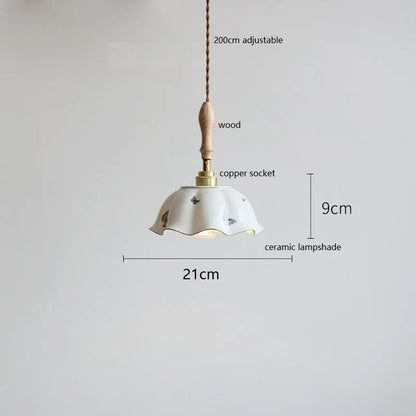 DecorBites™ Butterfly Ceramic LED Pendant Lamp with Wooden Handle for Home Decor