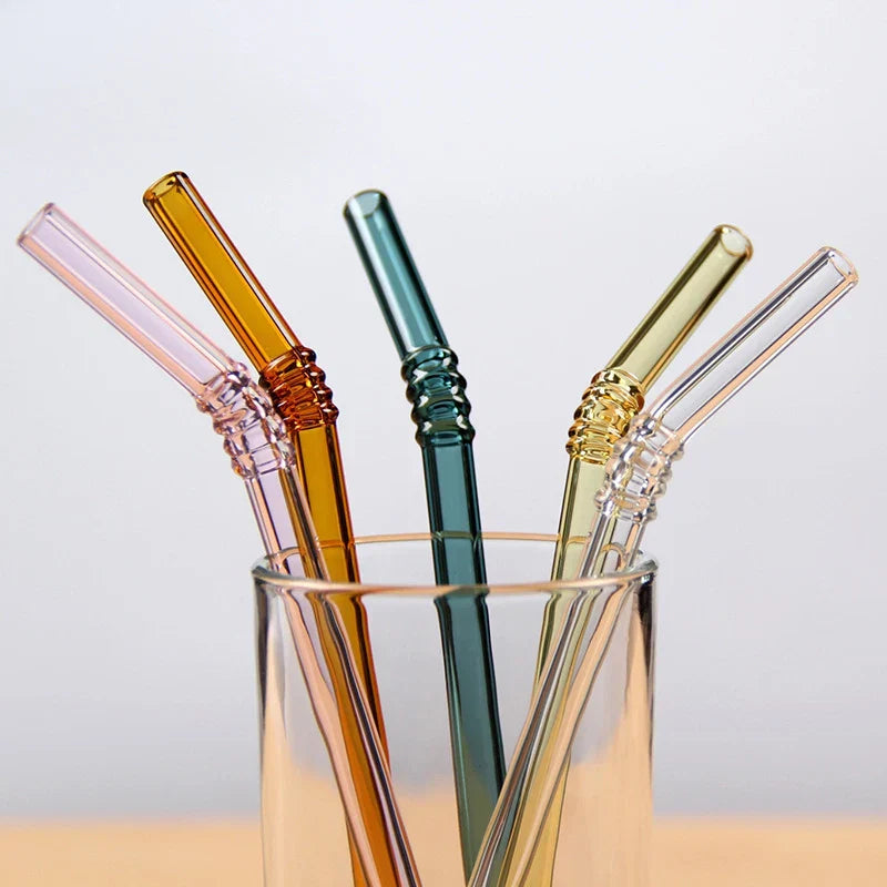 DecorBites™ Glass Straws Set - Eco-Friendly Reusable Colorful Drinking Tubes
