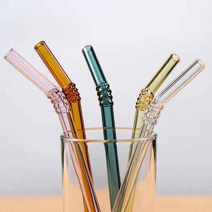 DecorBites™ Glass Straws Set - Eco-Friendly Reusable Colorful Drinking Tubes