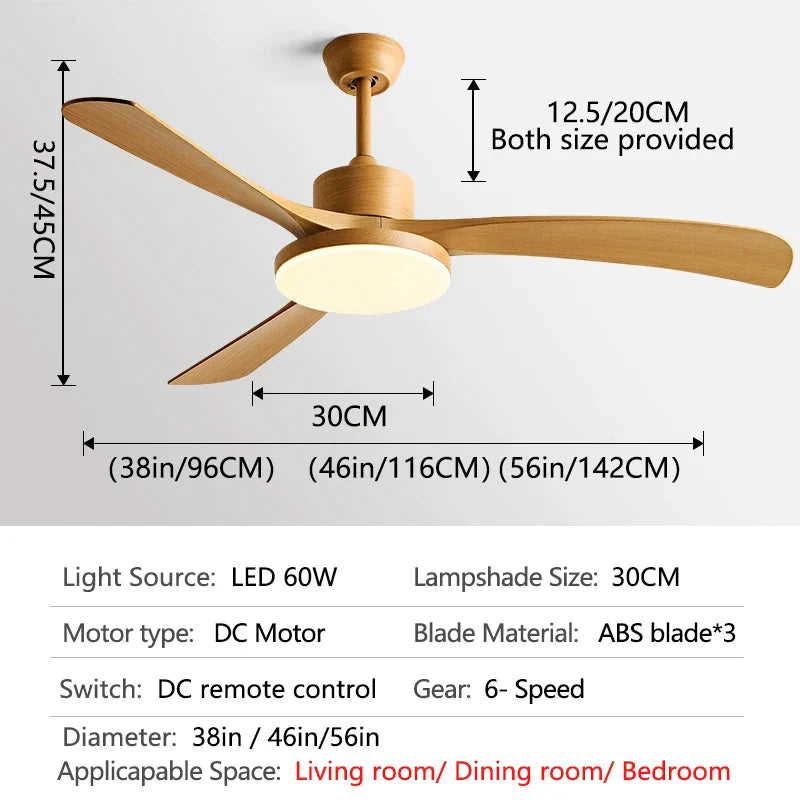 DecorBites™ 56 Inch 3-Leaf Fan Light with Remote Control for Modern Restaurant Settings