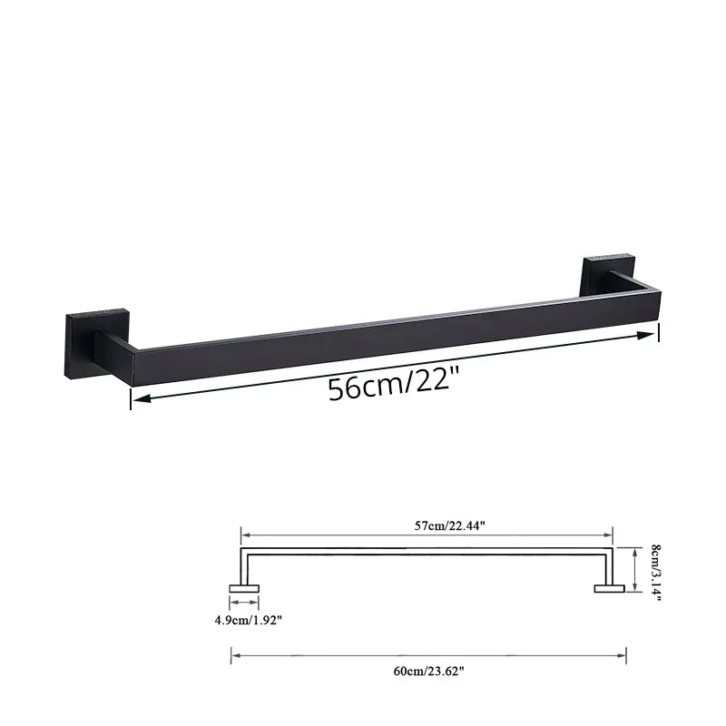 مجموعة إكسسوارات الحمام السوداء DecorBites™: خطاف رداء، سكة مناشف، رف، حامل ورق