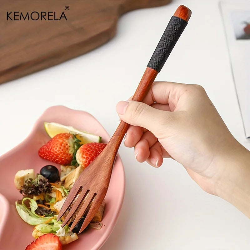 DecorBites™ Japanese Wooden Utensil Set - Premium 3-Piece Dining Collection