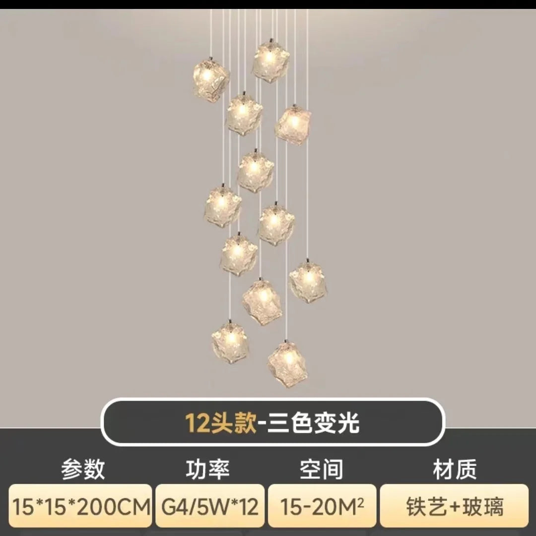 Lámparas colgantes tipo araña cúbicas DecorBites™ para restaurantes, lofts, escaleras, dormitorios y decoración artística.