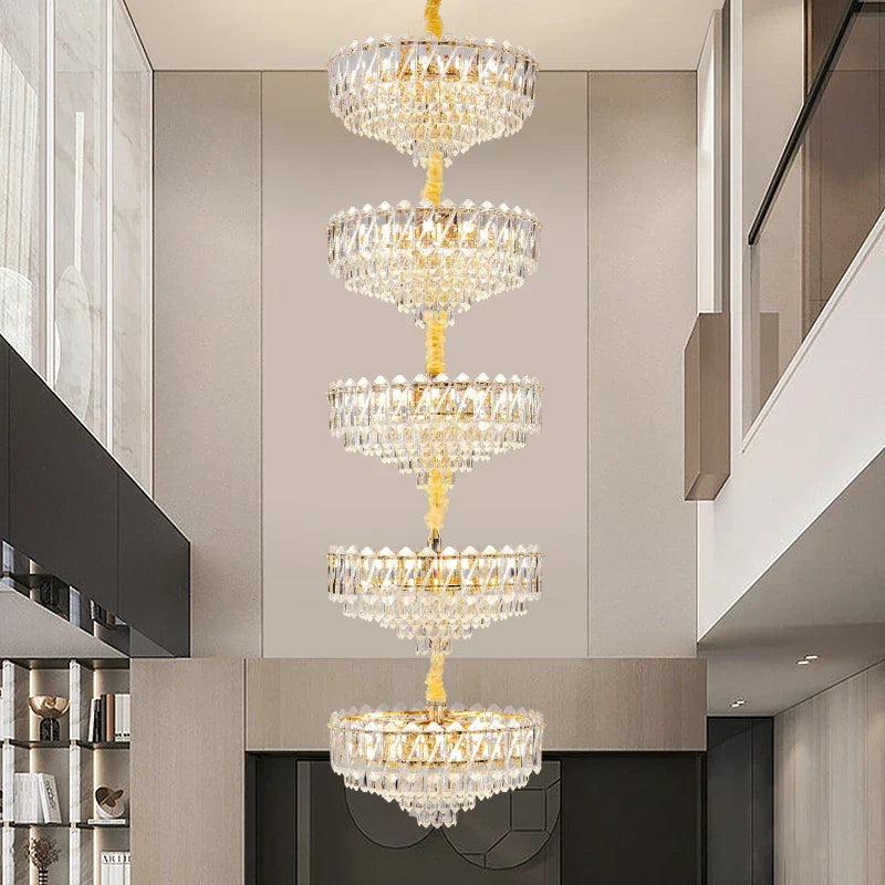 DecorBites™ Crystal Duplex Chandelier: New Light Luxury Post-Modern Hall Lighting for High Living Room