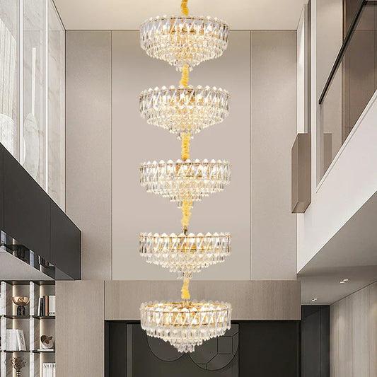 DecorBites™ Crystal Duplex Chandelier: New Light Luxury Post-Modern Hall Lighting for High Living Room