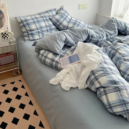 DecorBites™ Japanese Style Cotton Printed 4Pcs Bedding Set with Double-Sided Design