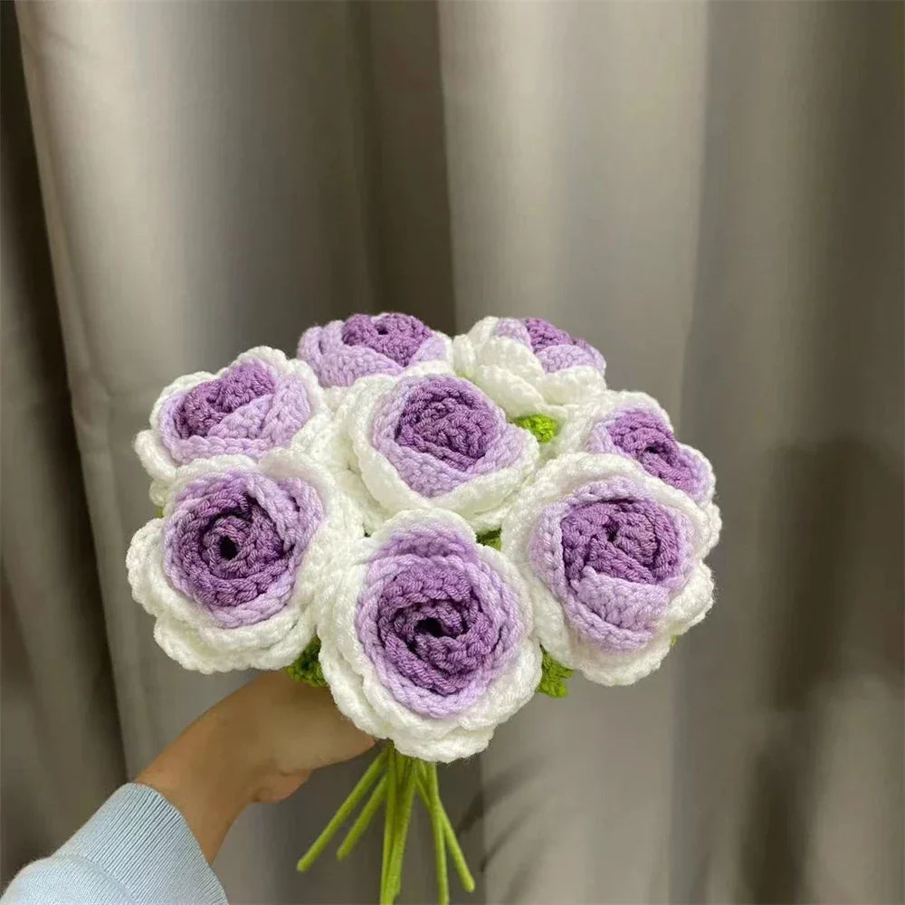 DecorBites™ Knitted Rose Bouquet DIY Crochet Wedding Mother's Day Gift