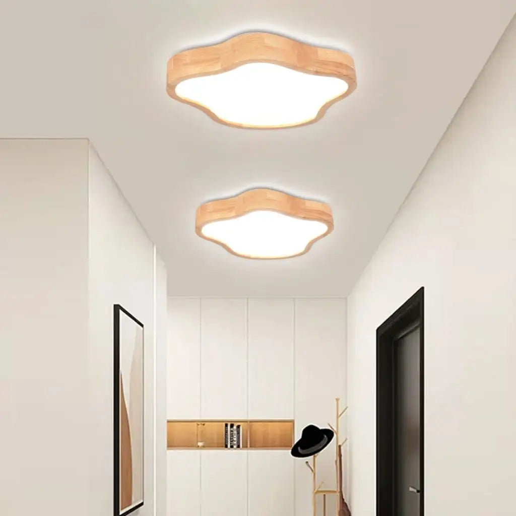 DecorBites™ Cloud Shape Wooden LED Ceiling Light for Modern Nordic Home Living Room Surface Fixture