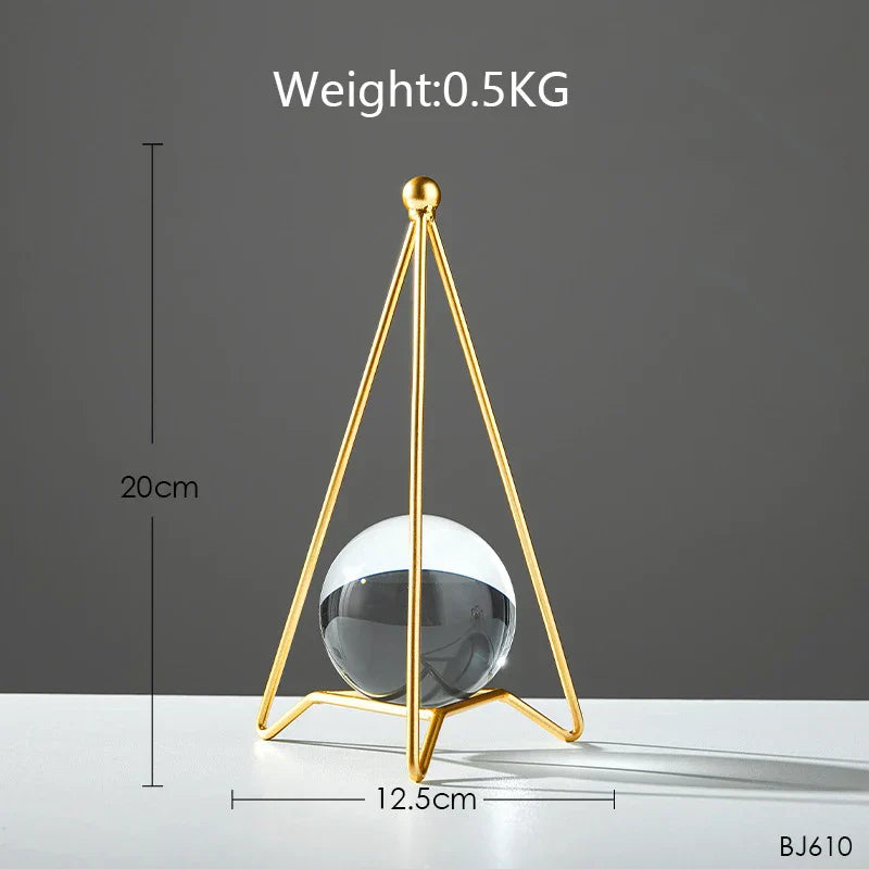 DecorBites™ Bola de Cristal Artesanal: Decoración Nórdica Moderna de Metal, Ligeramente Lujosa, para el Hogar y el Mueble de TV