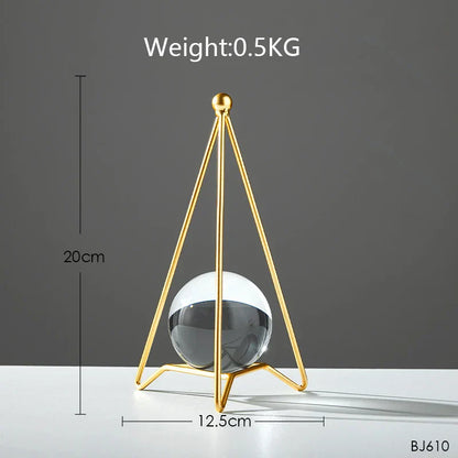 DecorBites™ Bola de Cristal Artesanal: Decoración Nórdica Moderna de Metal, Ligeramente Lujosa, para el Hogar y el Mueble de TV