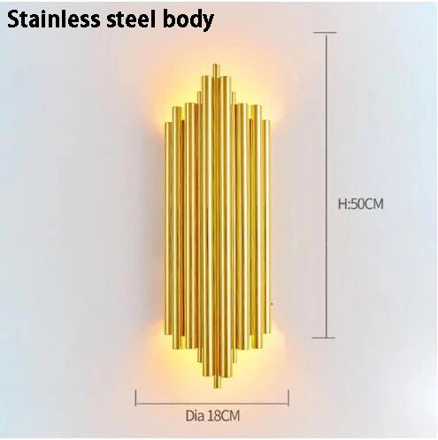 DecorBites™ Golden LED Tube Wall Sconce Light for Living Room, Dining Hall, Stair Decor