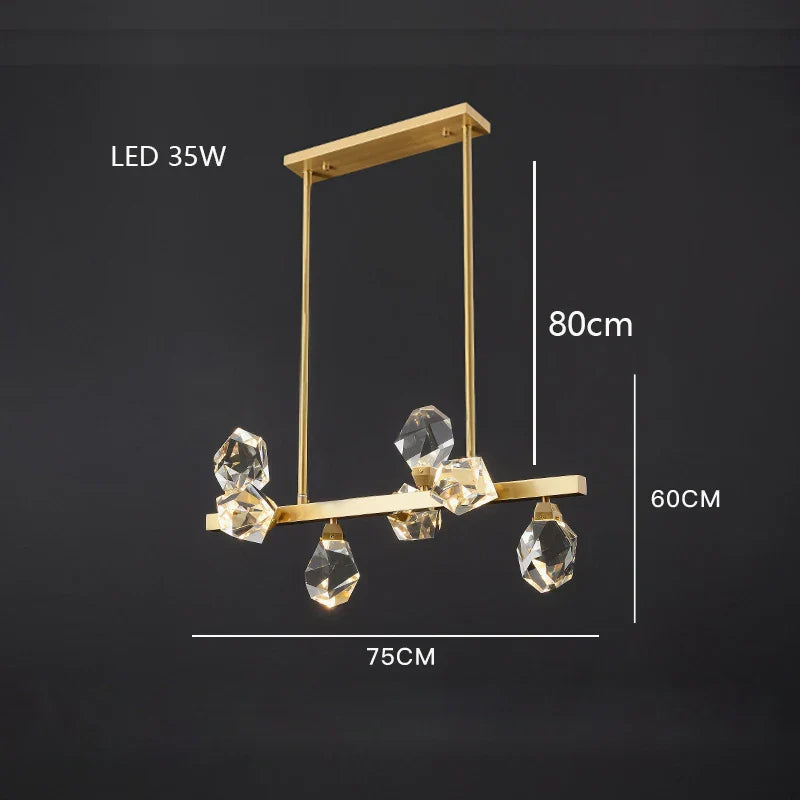 DecorBites™ Diamond Crystal Brass LED Pendant Light Gold Luxury Hanglamp