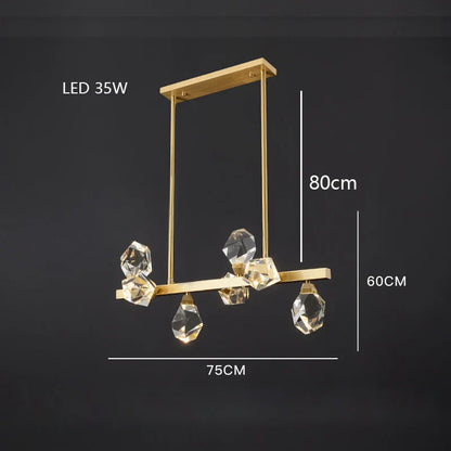 DecorBites™ Diamond Crystal Brass LED Pendant Light Gold Luxury Hanglamp