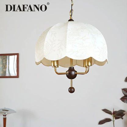 DecorBites™ Korean Fabric Pendant Light for Bedroom Study Hotel Chandelier LED Lamp