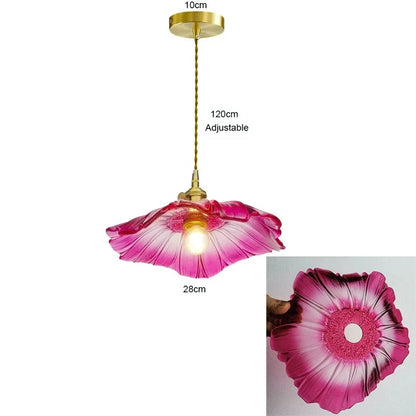 Nordic Vintage Flower Glass Pendant Light