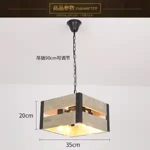 ديكوربايتس™ مصباح معلق بستة رؤوس على الطراز الصناعي - مصباح طاولة حديدي من الخشب الصلب بتصميم كلاسيكي